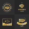 Dirigible blimp gold logo vector set. Part two