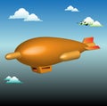 Dirigible flying among clouds Royalty Free Stock Photo