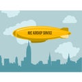 Dirigible over city - zeppelin with advertising message