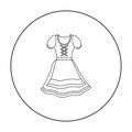 Dirndl icon in outline style isolated on white background. Oktoberfest symbol stock vector illustration.