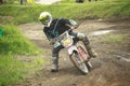 A dirt bike corner maneuver style in Sky Garden Motocross Racing Event. Photos taken on 9 January 2022 Royalty Free Stock Photo