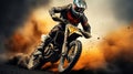 Dirt bike rider doing a big jump. Sport concept. Generative AI Royalty Free Stock Photo