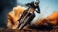 Dirt bike rider doing a big jump. Supercross, motocross, high speed. Sport concept. Generative AI Royalty Free Stock Photo