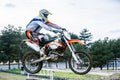 Dirt bike rider is flying high Royalty Free Stock Photo