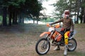 Dirt bike rider on his KTM 200 EXC motorbike