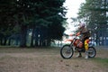 Dirt bike rider on his KTM 200 EXC motorbike