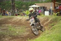 A dirt bike rider jumping maneuver in Sky Garden Motocross Racing Event. Photos taken on 9 January 2022