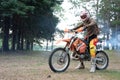 Dirt bike rider on his KTM 200 EXC motorbike