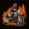 Hyper-detailed Motorcycle Rider T-shirt With Dynamic Desert Landscape