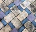 Dirt brick stone block floor have little dried leaf Royalty Free Stock Photo