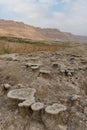 Dirt-covered salt mounds along Israel\'s Dead Sea coast Royalty Free Stock Photo