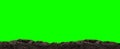 Dirt heap, soil pile on green for green screen background, horizontal dirt, black soil for construction and gardening concept,