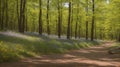 A Dirt Path Through A Forest Filled With Bluebells Royalty Free Stock Photo