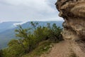 Dirt path and rugged rock formations with Australian heath or shrubland habitat