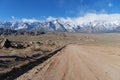 Dirt Road In The Alabama Hills Heading Towards The Sierra Nevada Mountains Royalty Free Stock Photo