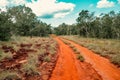 A dirt road amidst trees in Arabuko Sokoke Forest Reserves in Malindi, Kilifi County, Kenya Royalty Free Stock Photo