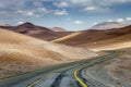 Dirt road in Atacama desert, volcanic arid landscape in Chile, South America Royalty Free Stock Photo