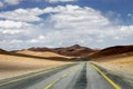 Dirt road in Atacama desert, volcanic arid landscape in Chile, South America Royalty Free Stock Photo
