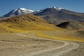 Dirt road in Atacama desert, volcanic arid landscape in Chile, South America Royalty Free Stock Photo