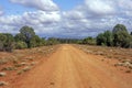 Dirt road in Australian outback scene with clouds Royalty Free Stock Photo