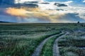 Dirt road with beautiful sky and clouds in Kenya, Africa Royalty Free Stock Photo