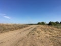 Dirt road. Country rest. Off-road. Pure wilderness. Field and landing. Royalty Free Stock Photo