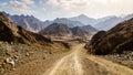 Dirt road in Hajar mountains in Dubai, UAE Royalty Free Stock Photo