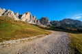 Dirt Road and Hiking Trail Track in Dolomite Italy Royalty Free Stock Photo