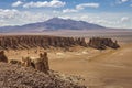 Dirt road in Moon Valley dramatic landscape at Sunset, Atacama Desert, Chile Royalty Free Stock Photo