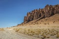 Dirt road in Moon Valley dramatic landscape at Sunset, Atacama Desert, Chile Royalty Free Stock Photo