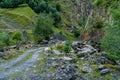 Dirt road in the mountains of Upper Khevsureti, Georgia Royalty Free Stock Photo