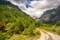 Dirt road in National Park Valbona in Albania, Europe Royalty Free Stock Photo