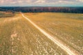 Dirt road passing through a beautiful sunflower field Royalty Free Stock Photo