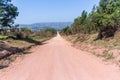 Dirt Road Downhill Middle Perspective Rural Landscape Royalty Free Stock Photo