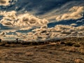 A dirt road in a scrubby California desert landscape. Royalty Free Stock Photo