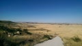 Dirt road in spain. Summer, fields of wheat