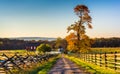 Dirt road to a farm and autumn colors in Gettysburg Royalty Free Stock Photo