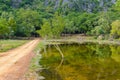 The dirt road to Khao Dang Viewpoint, Sam Roi Yod National park, Phra Chaup Khi Ri Khun Province in Middle of Thailand.