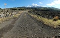 Dirt Road To The Snowy Volcano Etna, Sicily