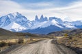 Dirt road in Torres del Paine, Chile Royalty Free Stock Photo
