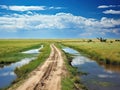 Dirt Road Between Two Pools