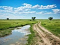 Dirt Road Between Two Pools