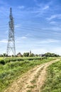 Dirt road under power lines Royalty Free Stock Photo