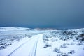 Dirt road in winter in the backwoods