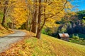 Dirt unpaved road at autumn in Vermont, USA Royalty Free Stock Photo
