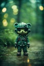 A dirty abandoned toy plush doll, apocalyptic style theme.