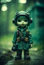 A dirty abandoned toy plush doll, apocalyptic style theme.