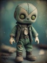 A dirty abandoned toy plush doll, apocalyptic style theme.