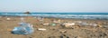 Dirty beach landscape full of waste Royalty Free Stock Photo