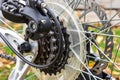 Dirty bicycle drivetrain. Gravel Bike Transmission in Mud Royalty Free Stock Photo